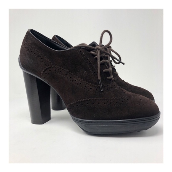 Tod's Shoes - TODS’S BROGUE OXFORD SUEDE PLATFORM | WOMENS 36.5”